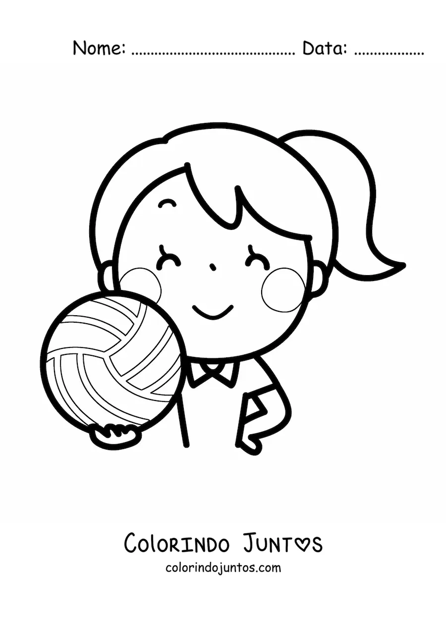 Desenho para colorir de uma jogadora de vôlei feminino
