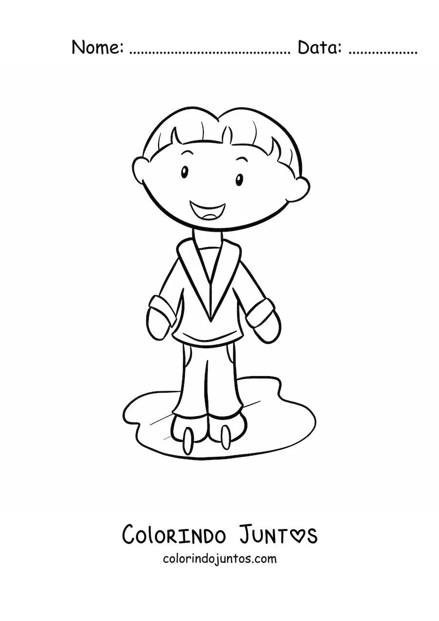Desenho para colorir de uma menina praticando patinação no gelo