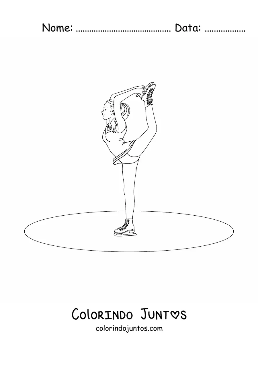 Desenho para colorir de uma bailarina de patinação artística no gelo