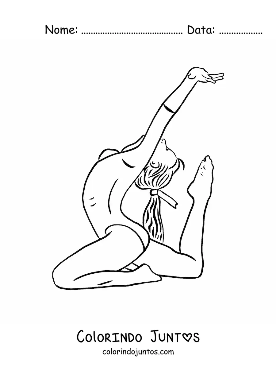 Desenho para colorir de uma garota fazendo ginástica artística