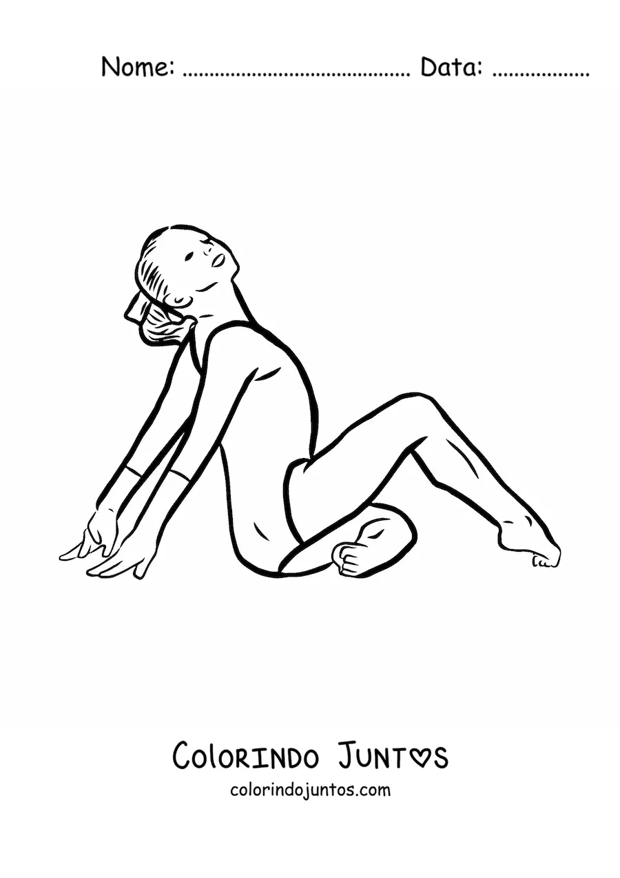 Desenho para colorir de uma mulher fazendo ginástica artística
