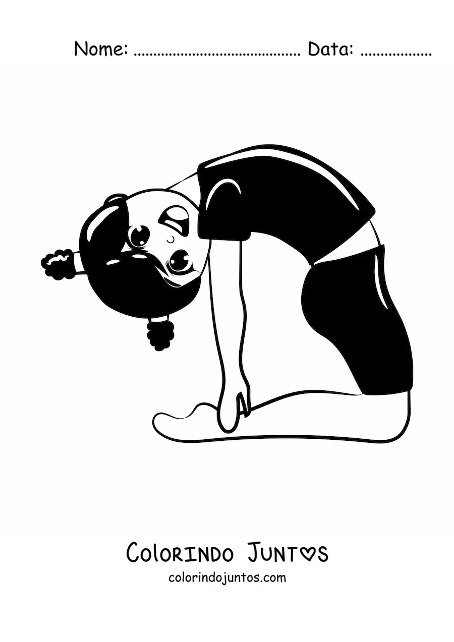 Desenho para colorir de uma menina fazendo uma pose de ginástica artística