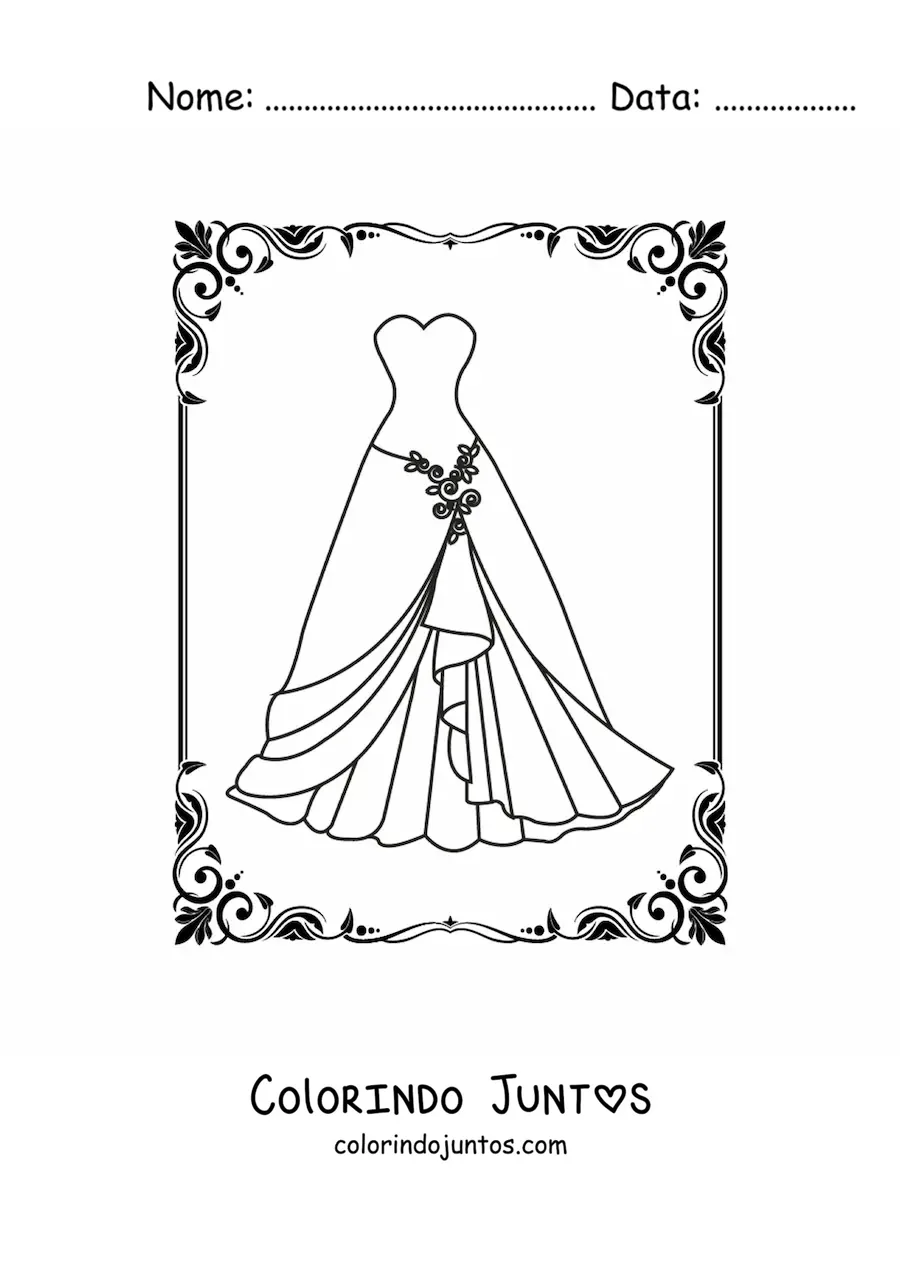 Desenho para colorir de um vestido de gala