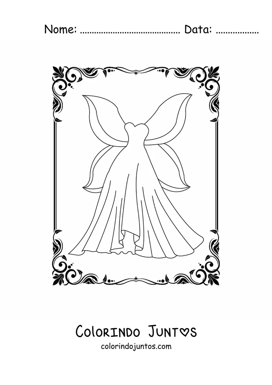 Desenho para colorir de um vestido de fada