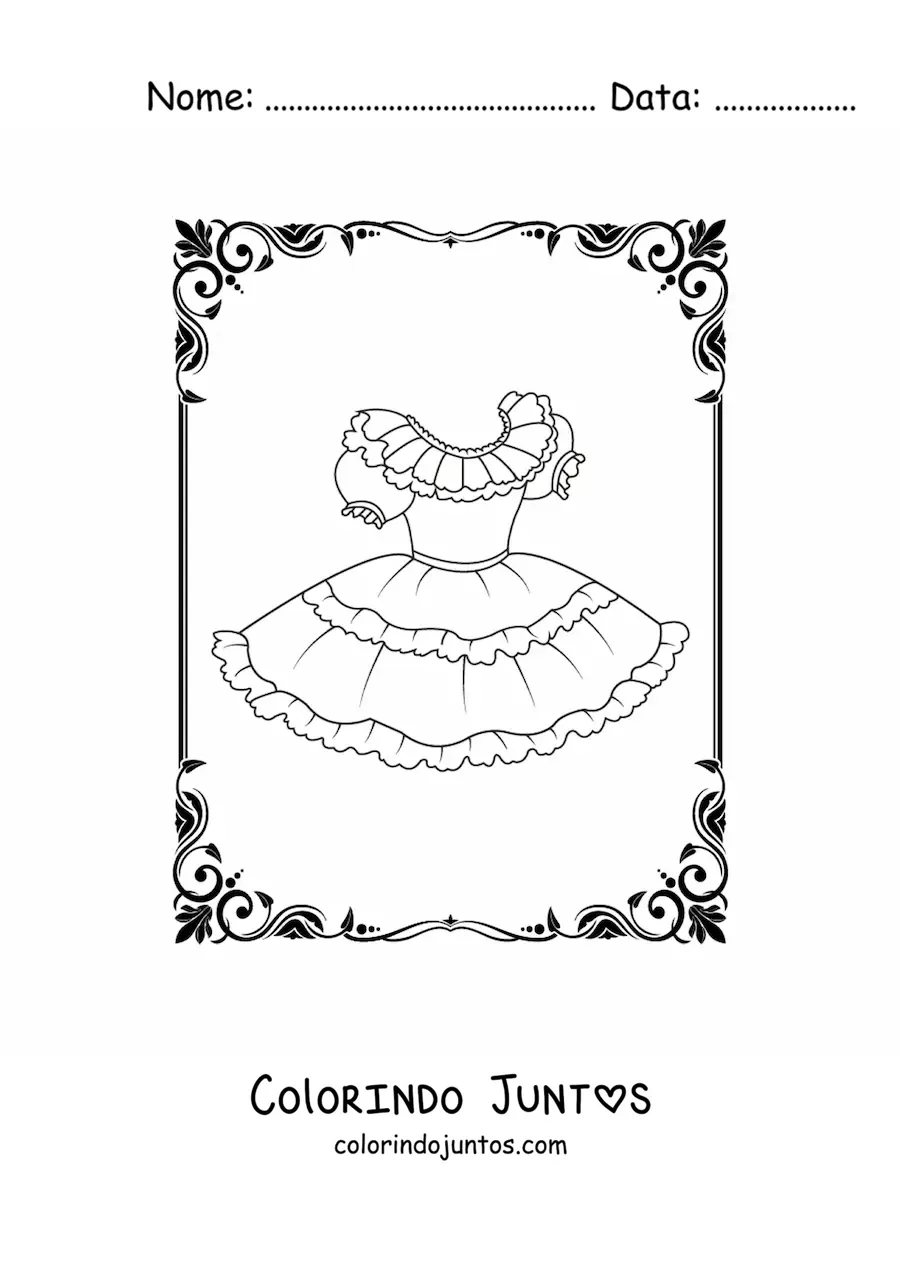 Desenho para colorir de um vestido curto