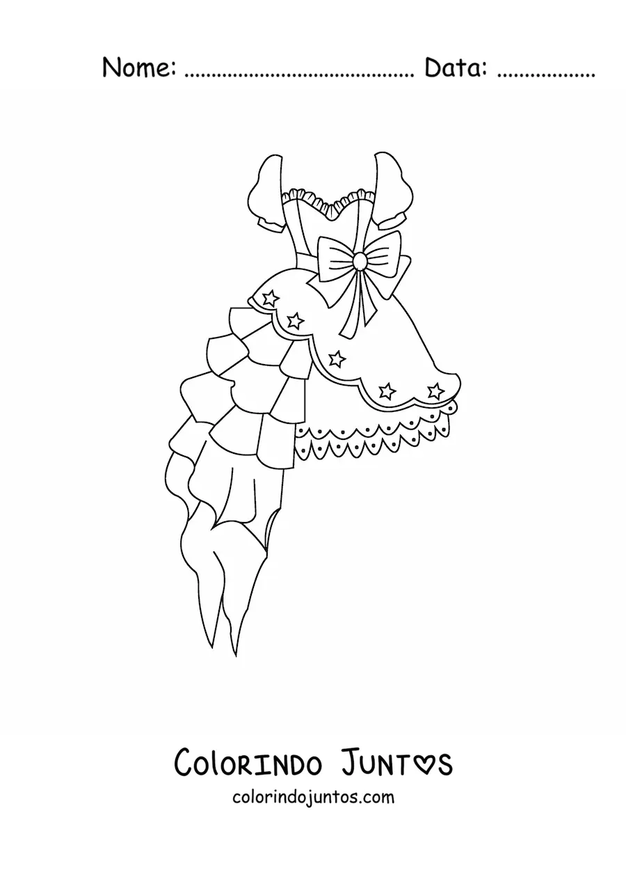 Desenho para colorir de um vestido curto bonito