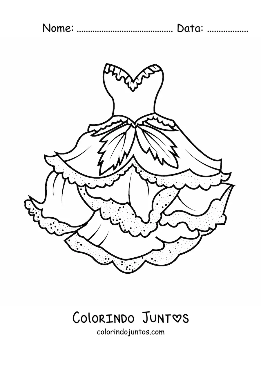 Desenho para colorir de um vestido de fada da floresta