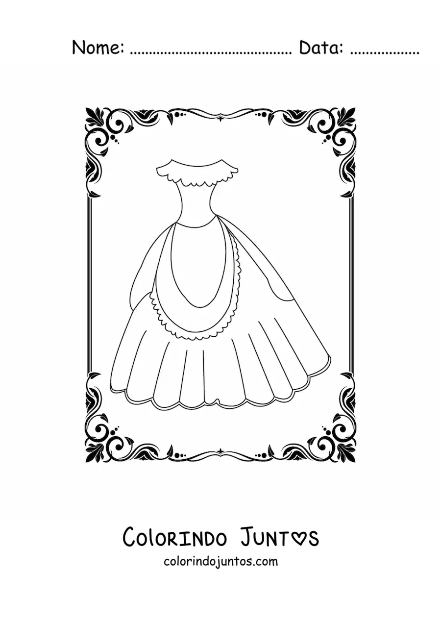 Desenho para colorir de um vestido simples