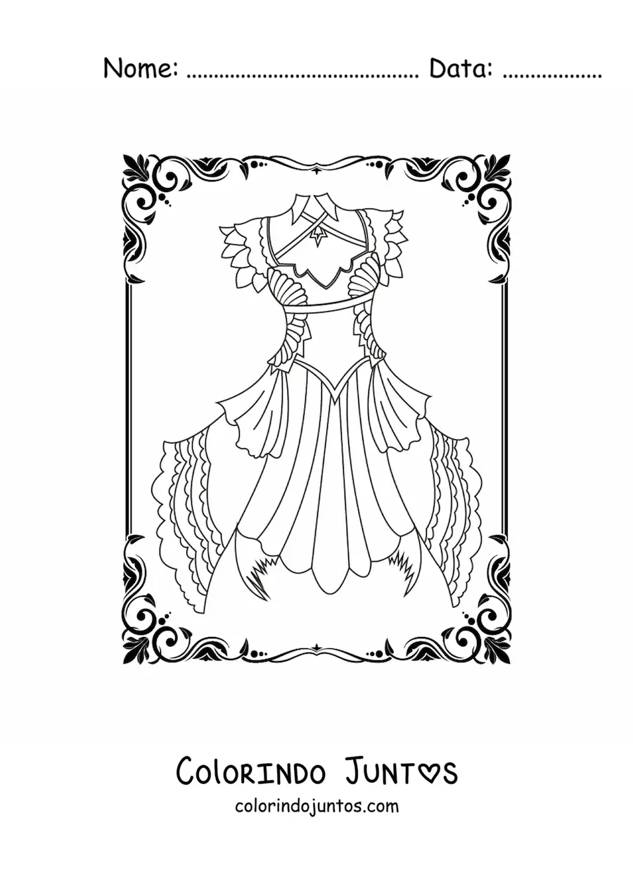 Desenho para colorir de um vestido curto gótico