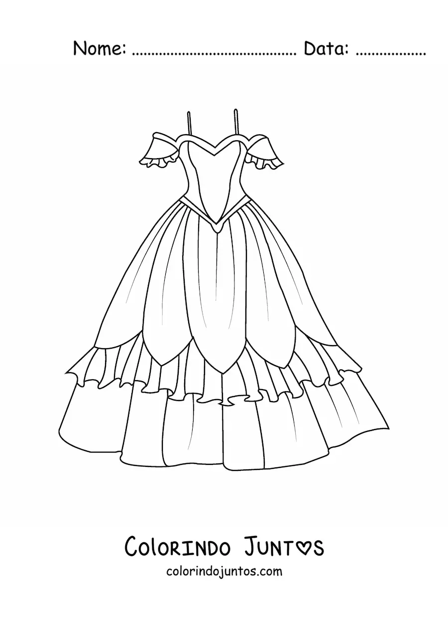 Desenho para colorir de um vestido clássico bonito