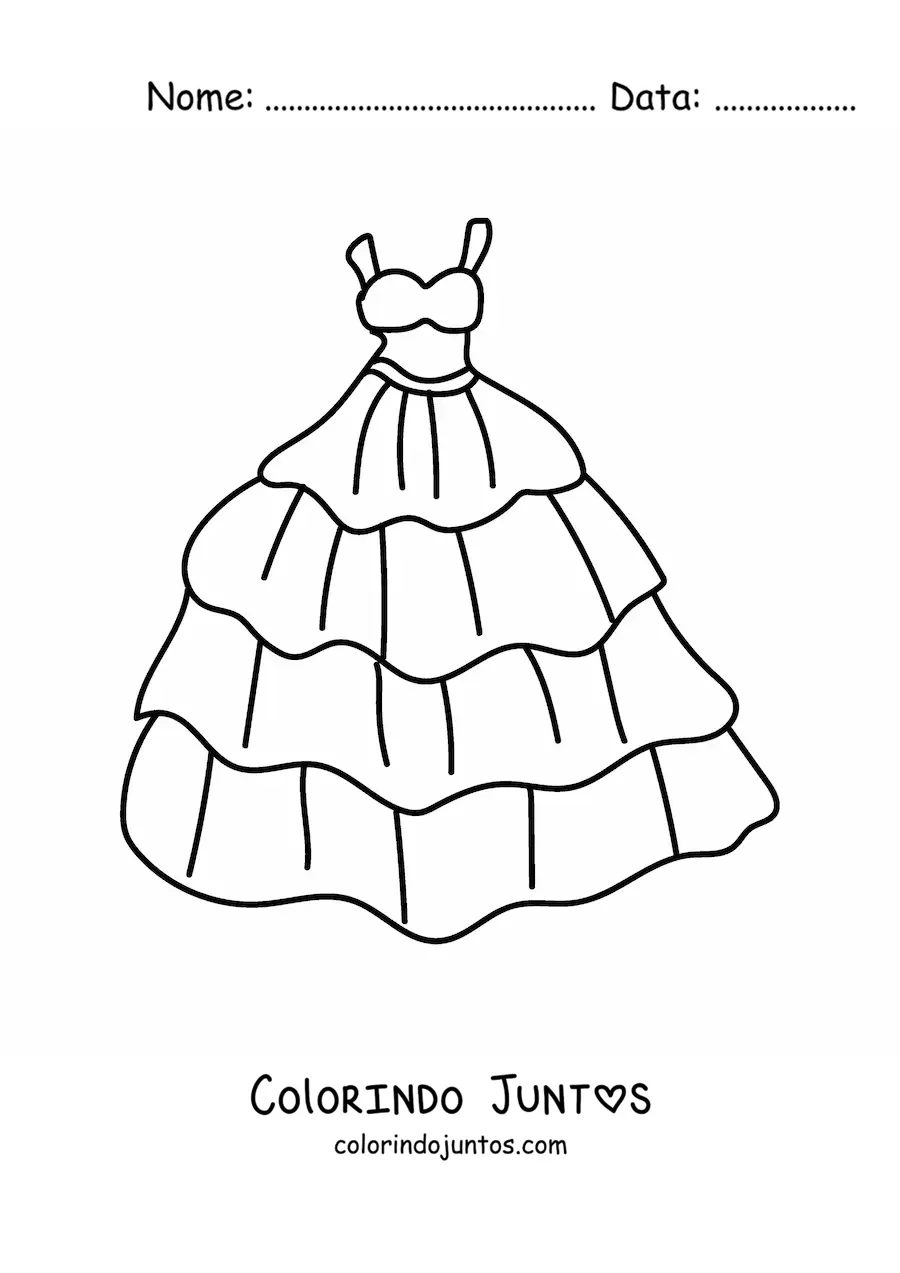 Desenho para colorir de um vestido de festa elegante