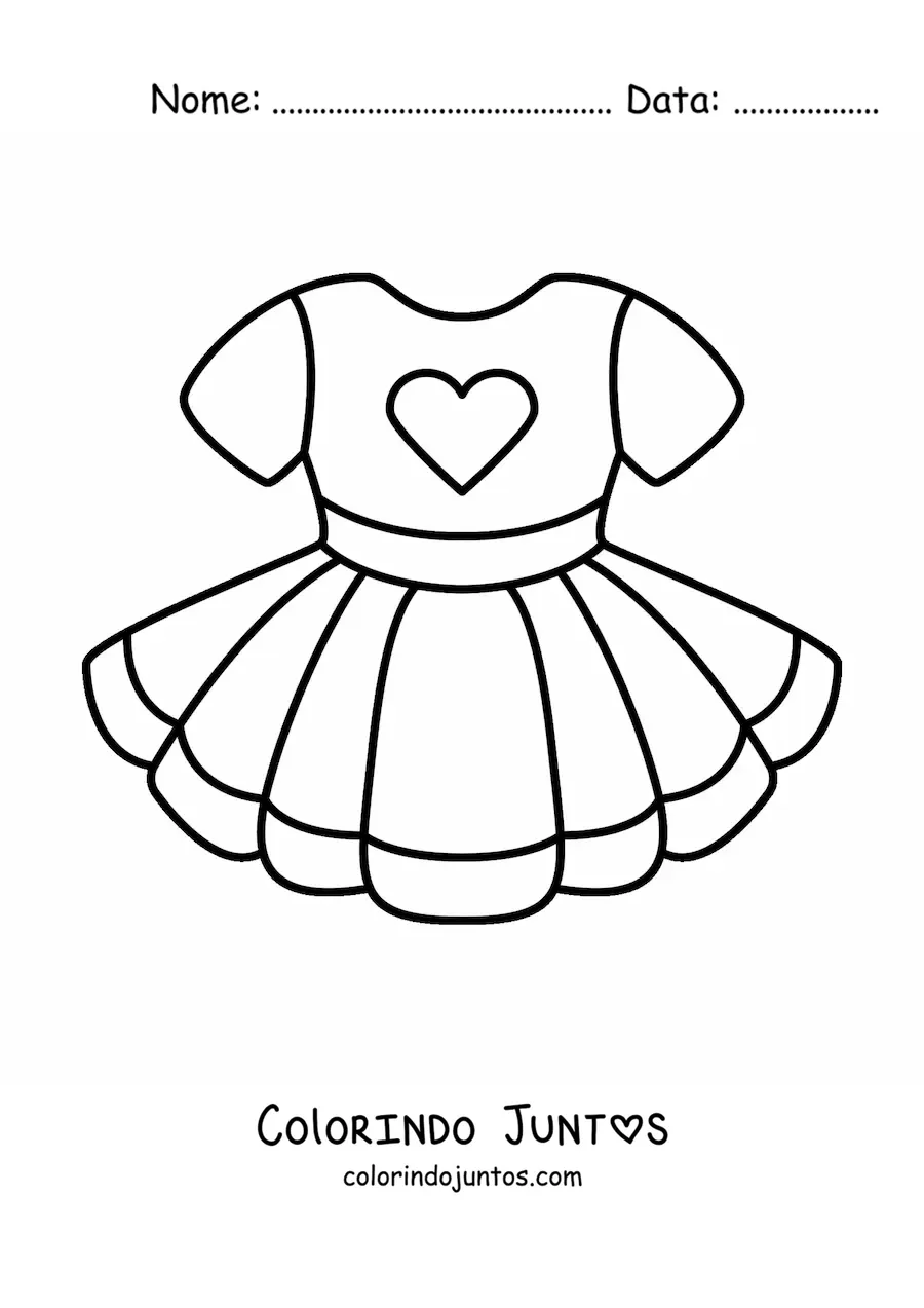 Desenho para colorir de um vestido de menina