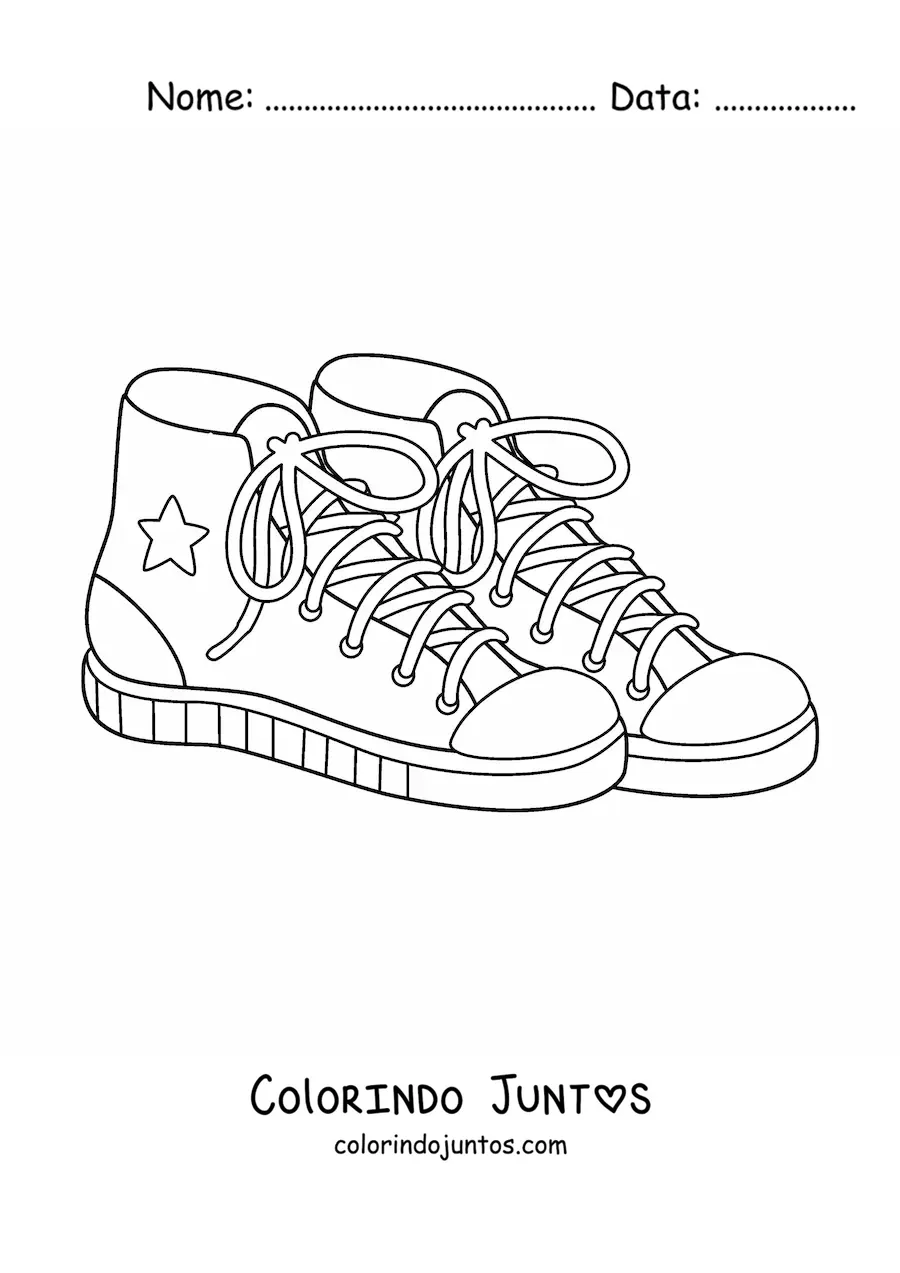 Desenho para colorir de um par de tênis Converse