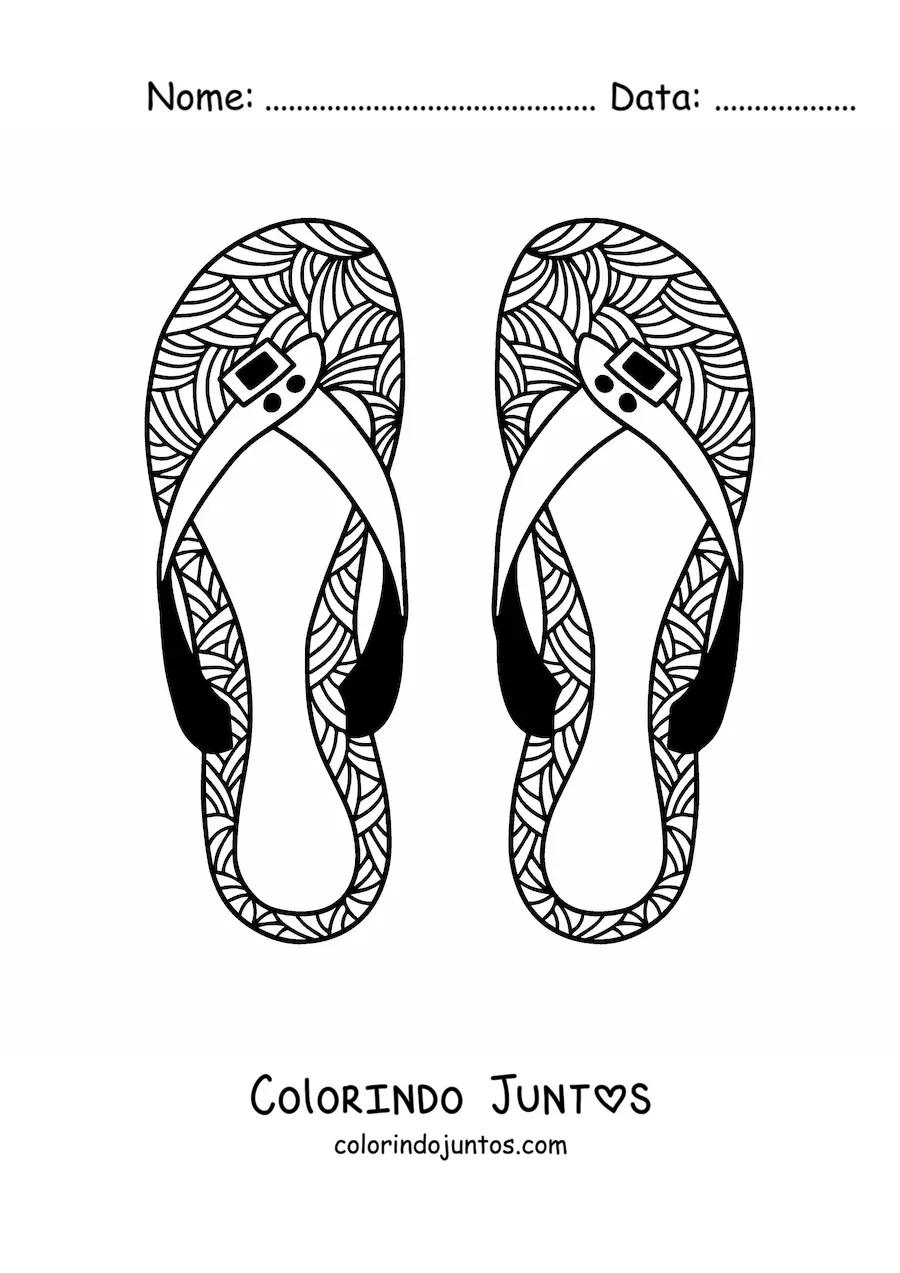 Desenho para colorir de um par de sandálias de praia