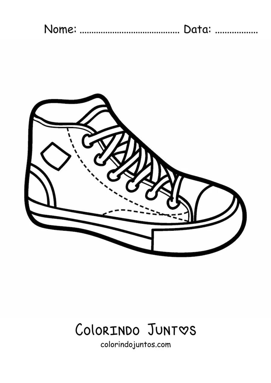 Desenho para colorir de um tênis de cano alto