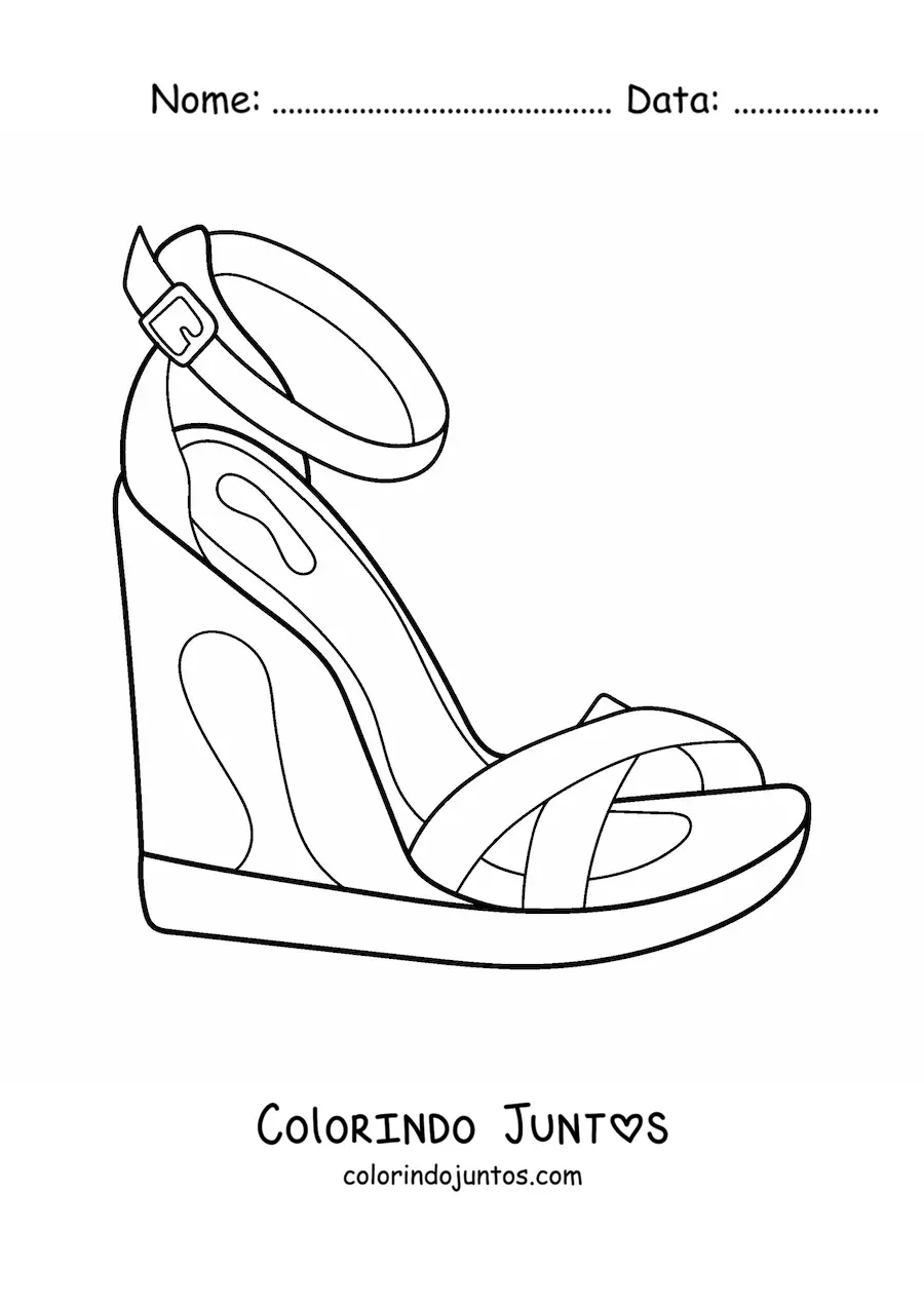 Desenho para colorir de uma sandália de salto alto