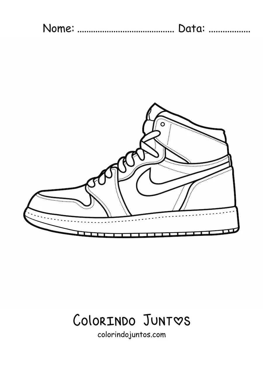 Desenho para colorir de uma botinha Nike