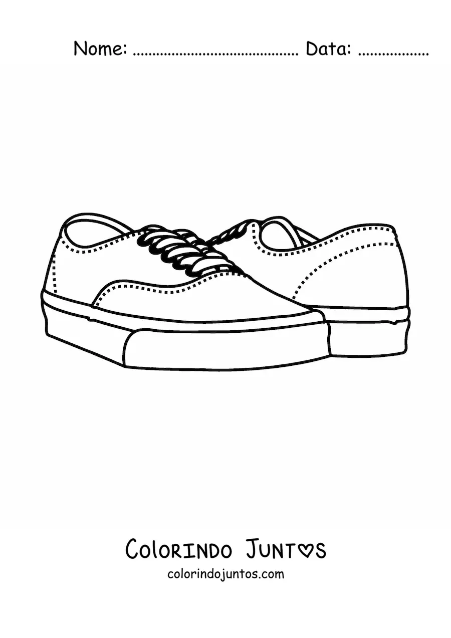 Desenho para colorir de um par de tênis de cano baixo