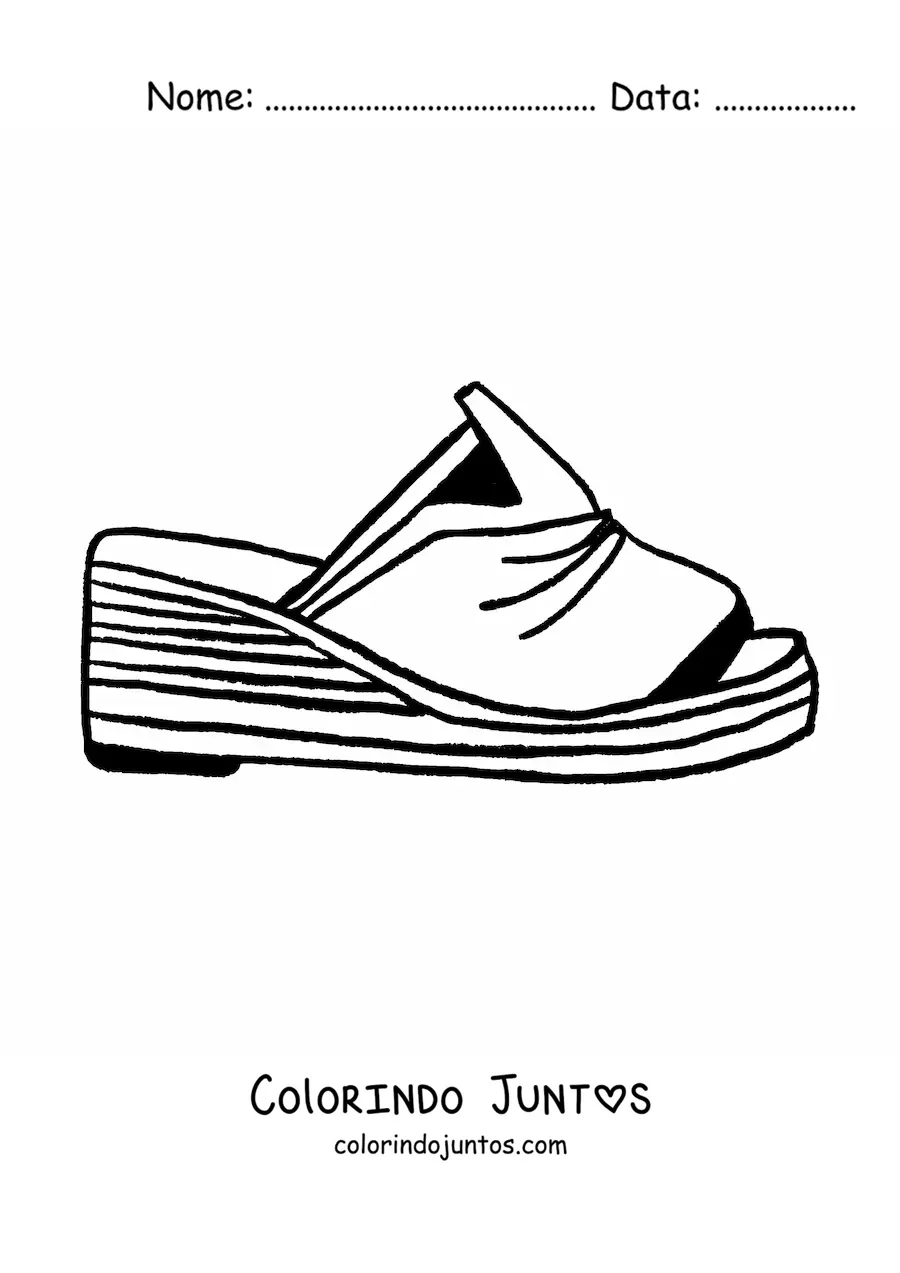 Desenho para colorir de uma sandália de verão