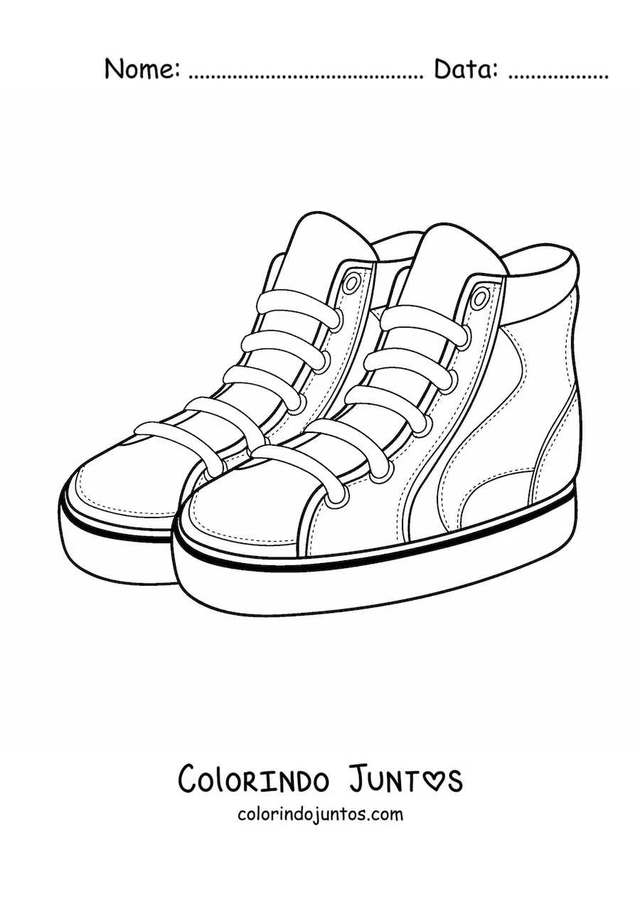 Desenho para colorir de um par de botinhas de tecido