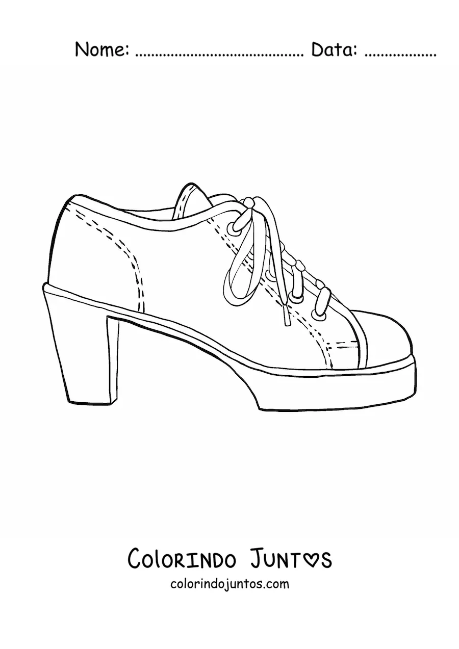 Desenho para colorir de um sapato de salto com tranças