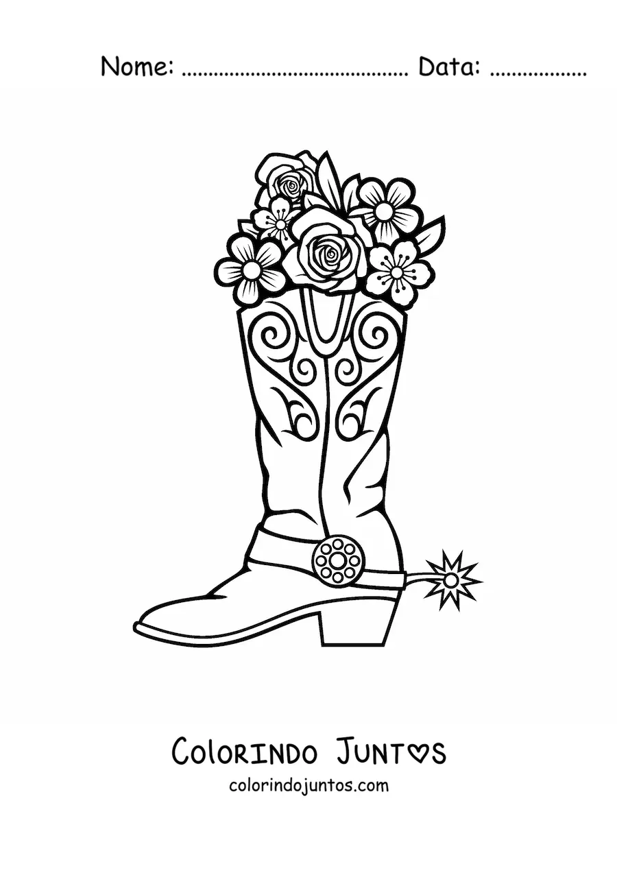 Desenho para colorir de uma bota de cowboy