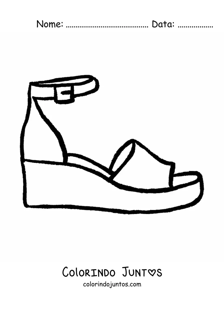 Desenho para colorir de uma sandália de verão com fivela