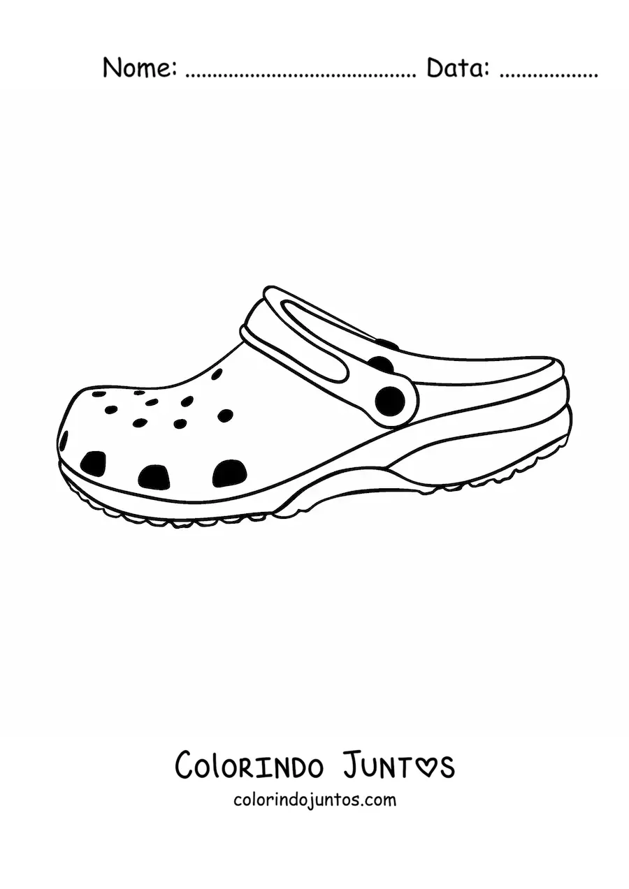 Desenho para colorir de uma sandália Croc