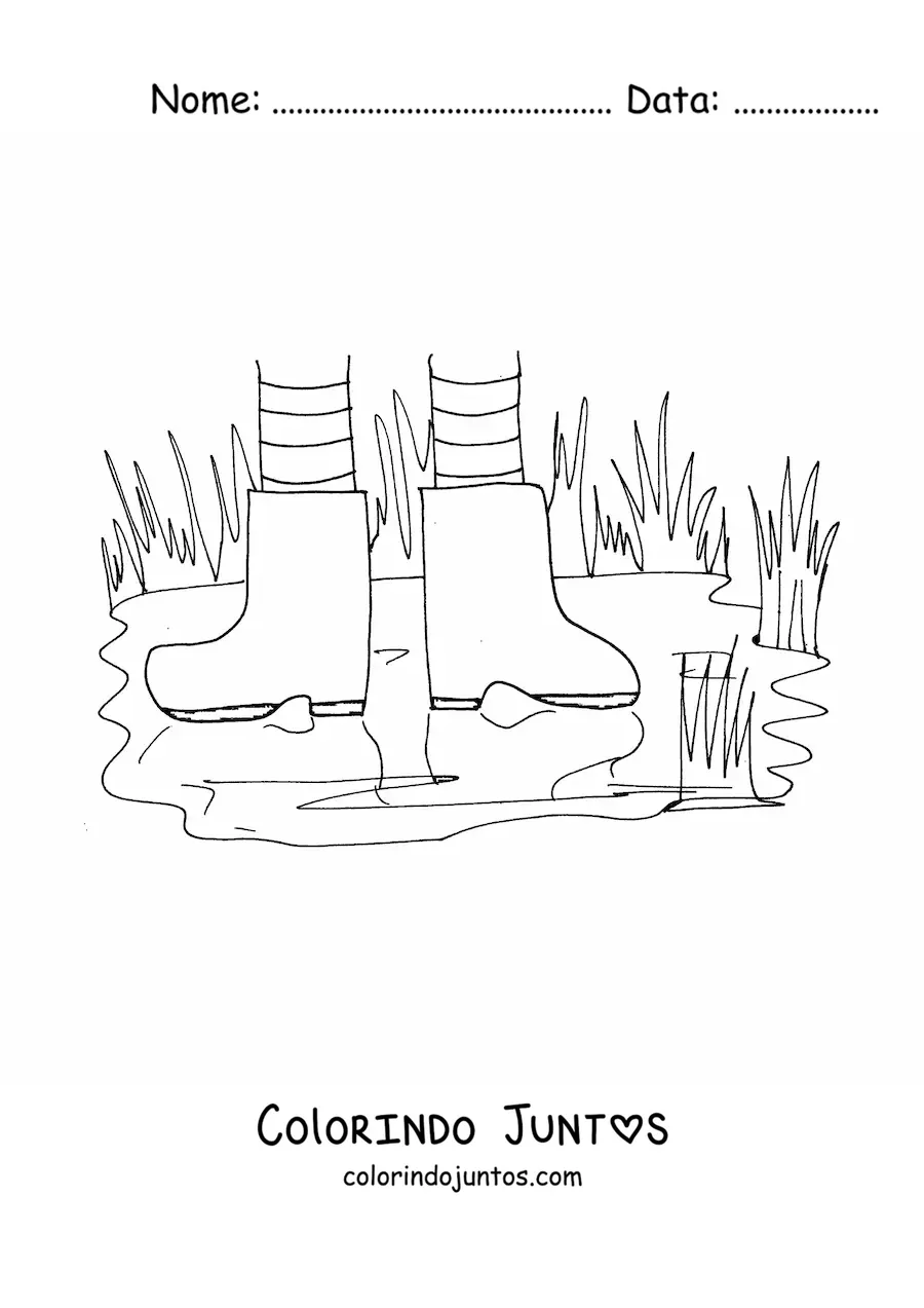 Desenho para colorir de um par de botas de chuva