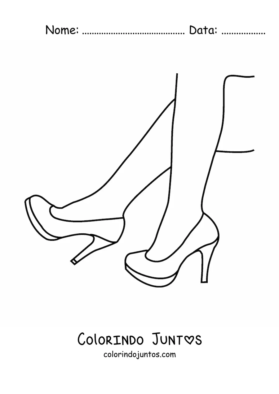 Desenho para colorir de um par de pés com saltos