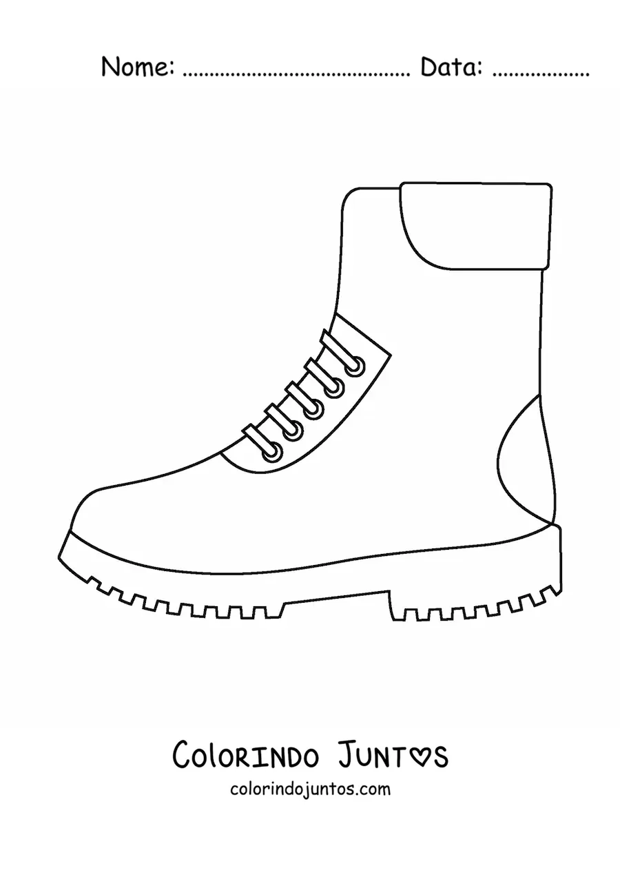 Desenho para colorir de uma bota de couro
