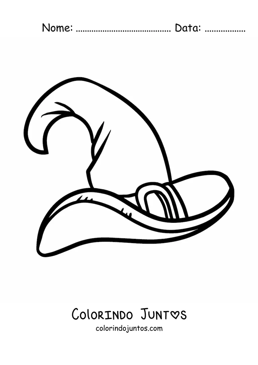 Desenho para colorir de um chapéu de bruxa