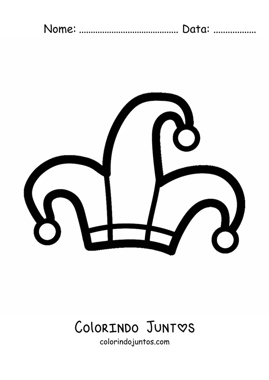 Desenho para colorir de um chapéu de bobo da corte