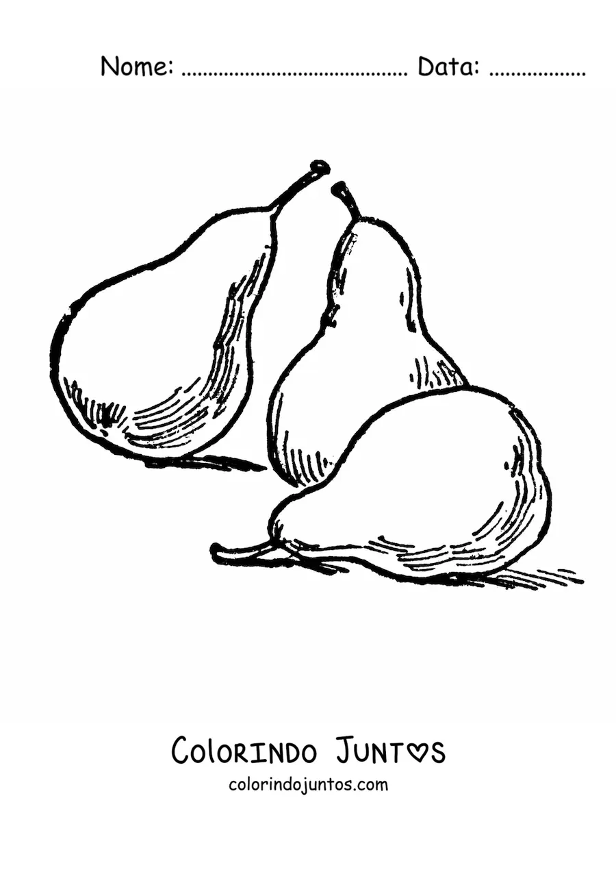 Desenho para colorir de três peras inteiras