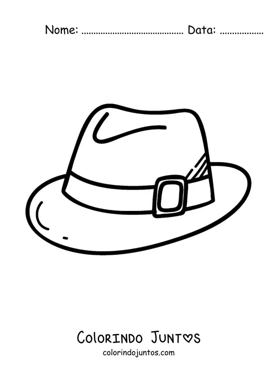 Desenho para colorir de um chapéu estilo fedora