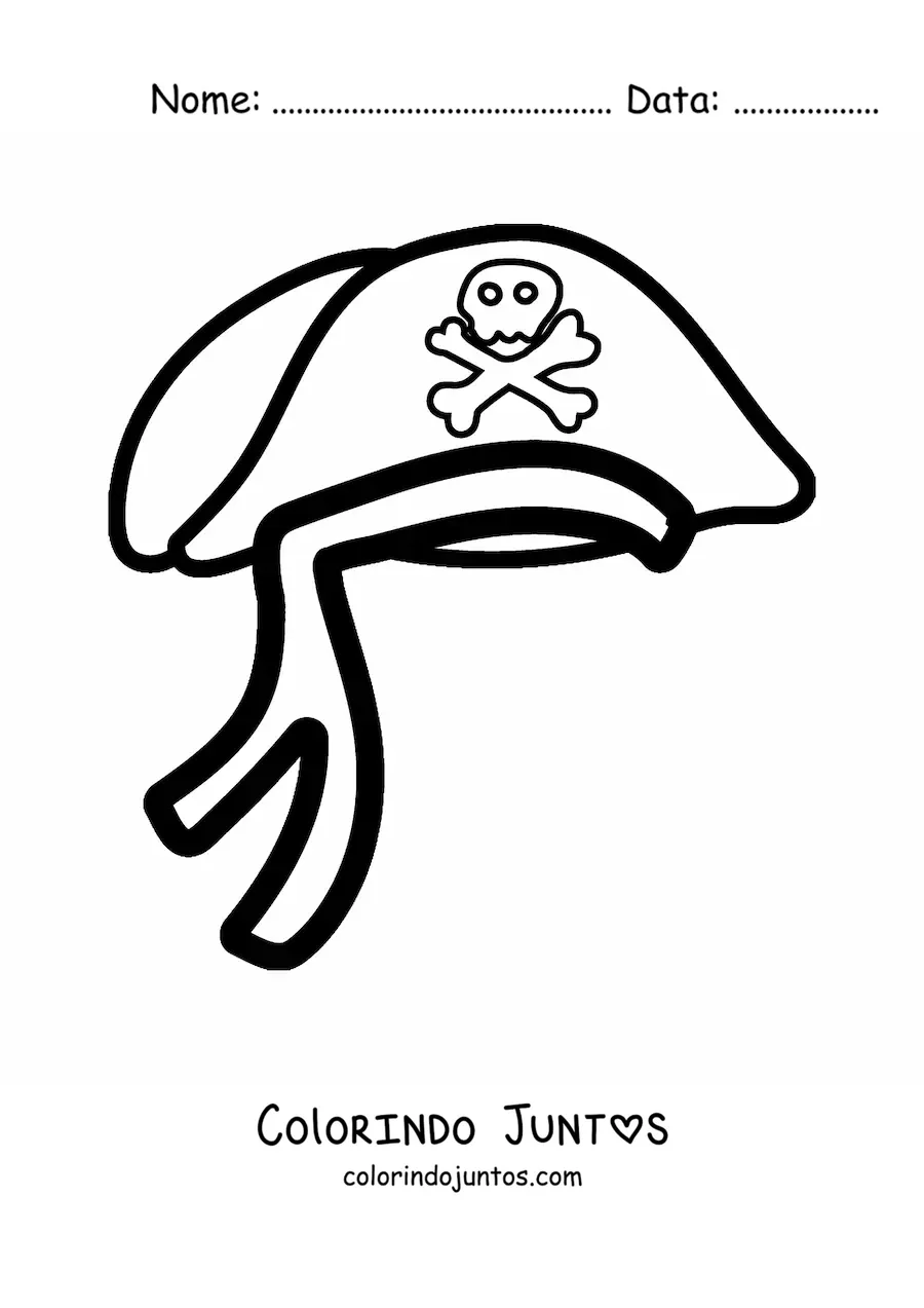 Desenho para colorir de um chapéu de pirata