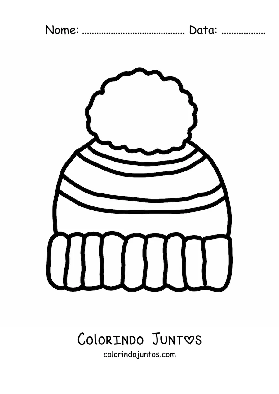 Desenho para colorir de um gorro de inverno de tricô