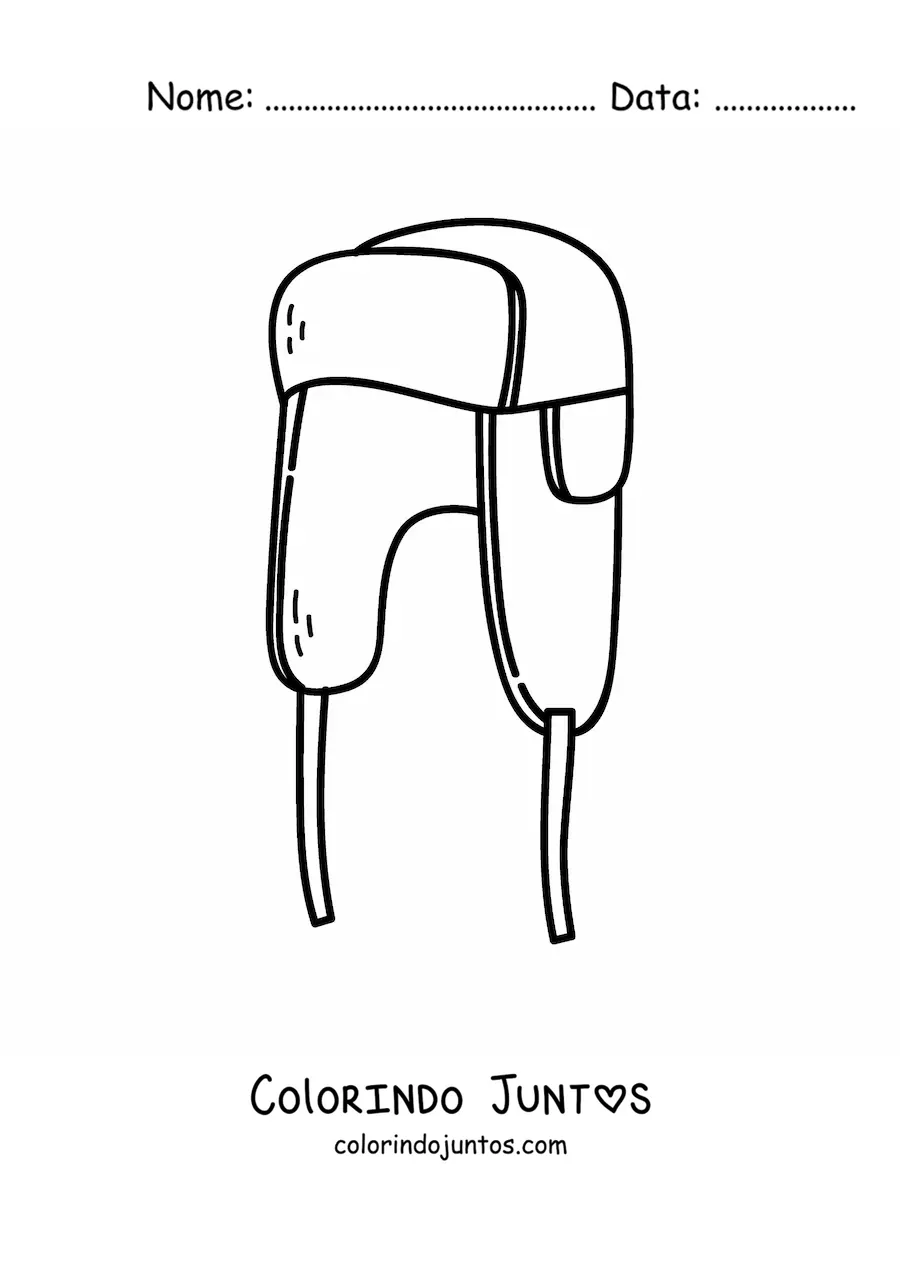Desenho para colorir de um gorro de inverno com protetores de orelha