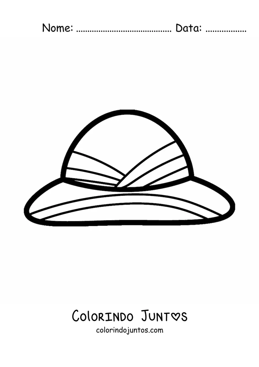 Desenho para colorir de um chapéu de explorador vintage
