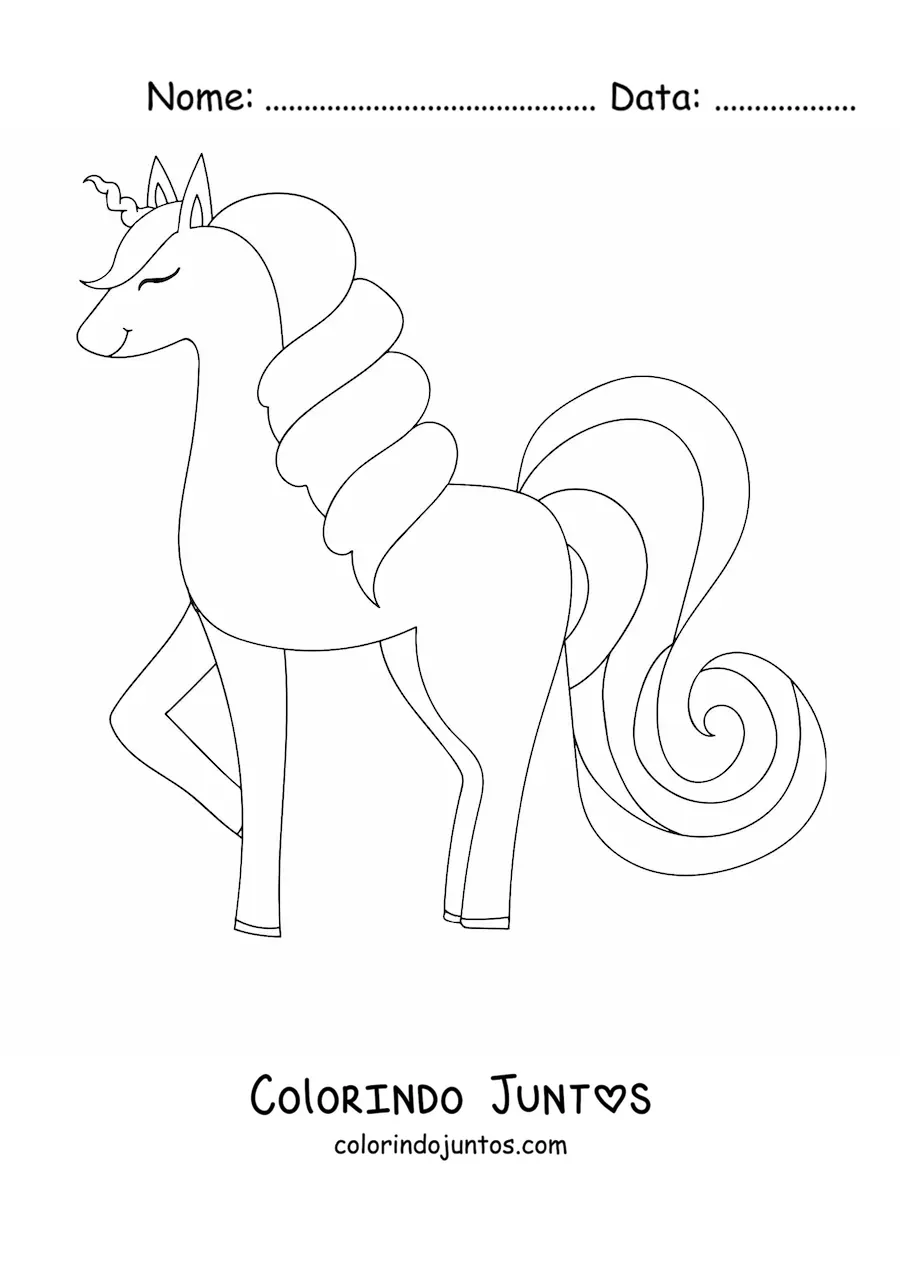 Desenho para colorir de um unicórnio kawaii