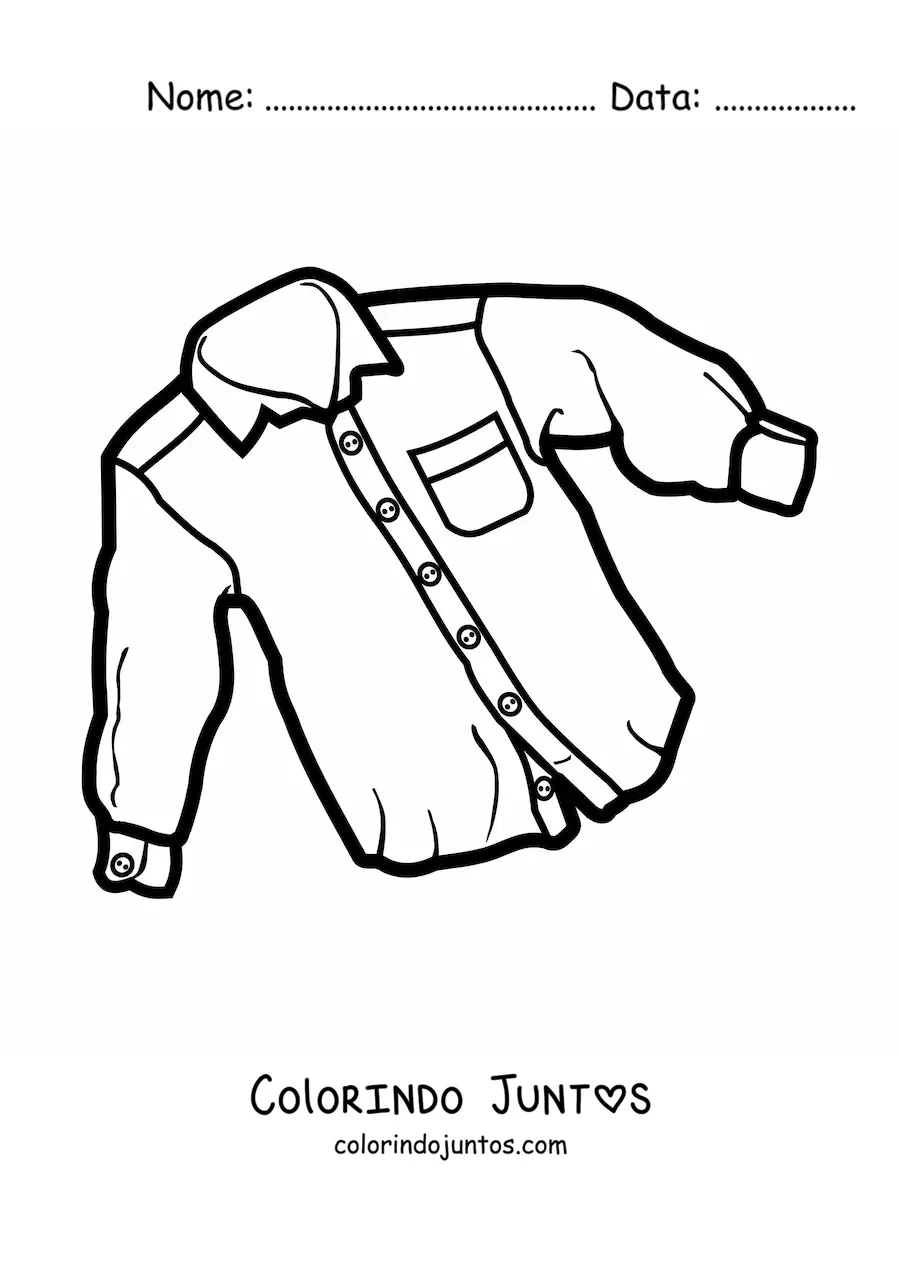 Desenho para colorir de uma camisa amassada