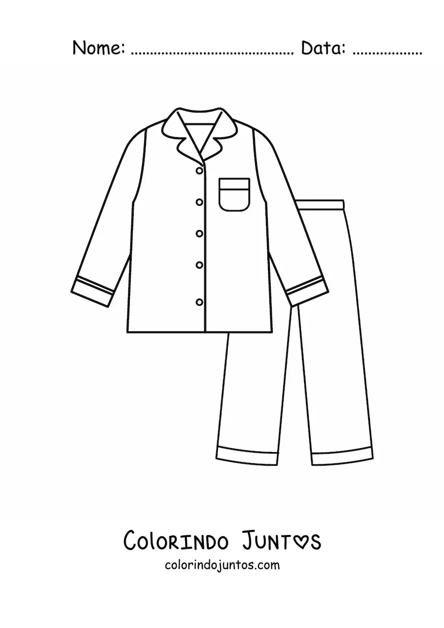 Desenho para colorir de uma camisa e uma calça