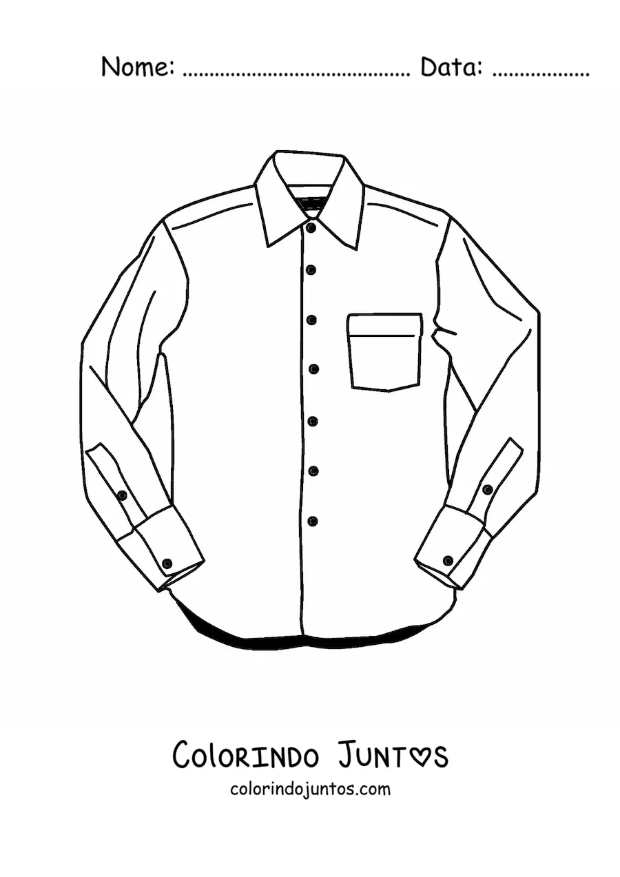 Desenho para colorir de uma camisa abotoada