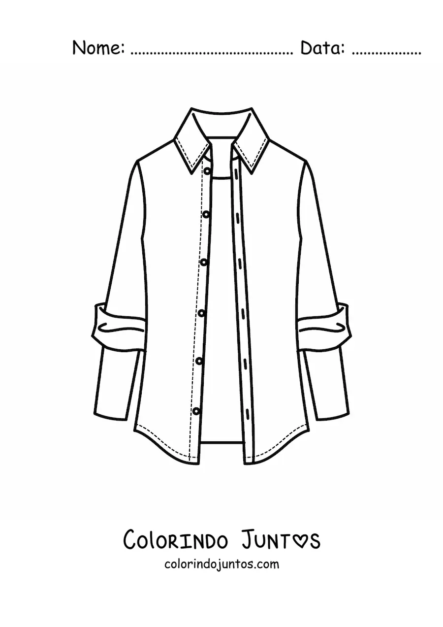 Desenho para colorir de uma camisa masculina
