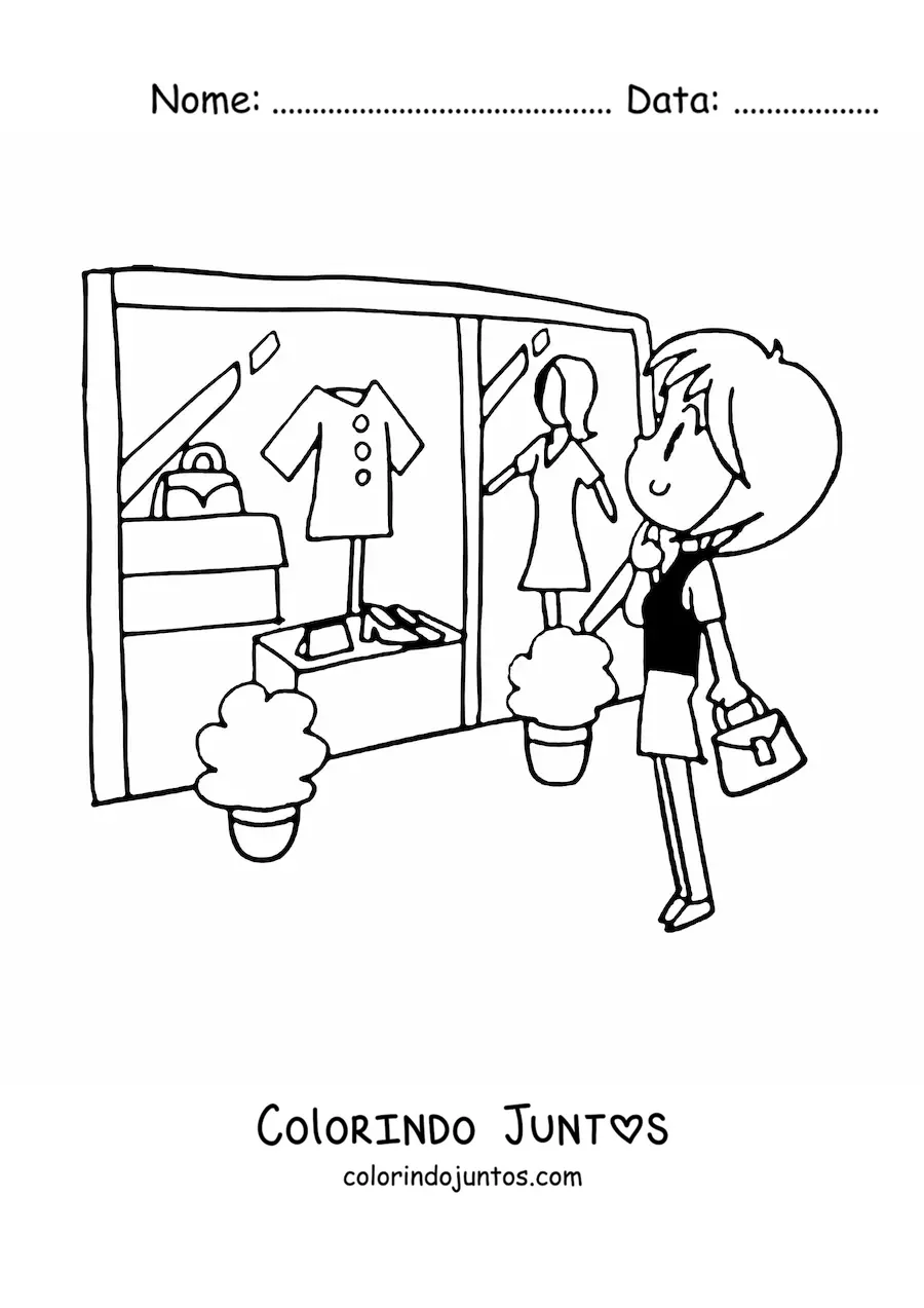 Desenho para colorir de uma loja de camisas femininas