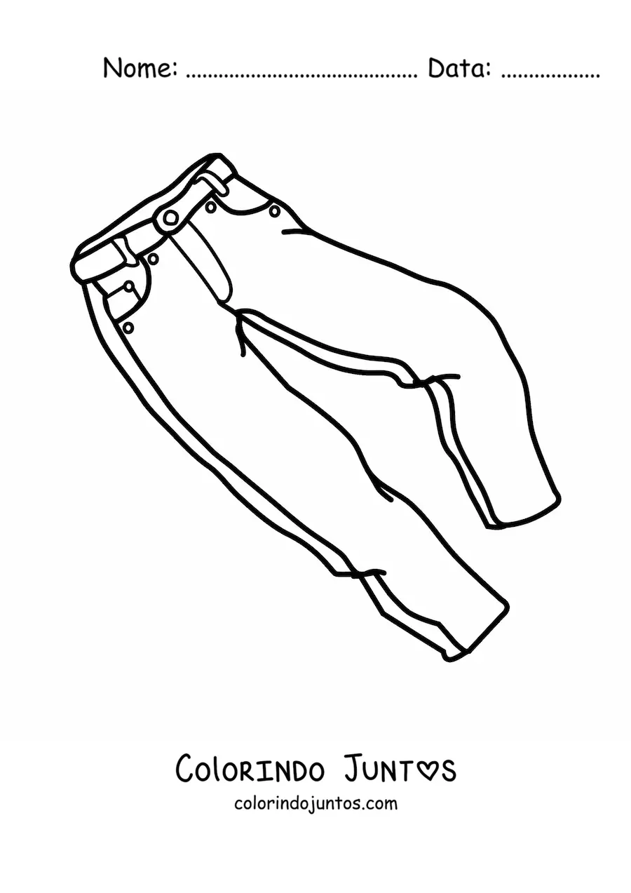 Desenho para colorir de um par de calças jeans