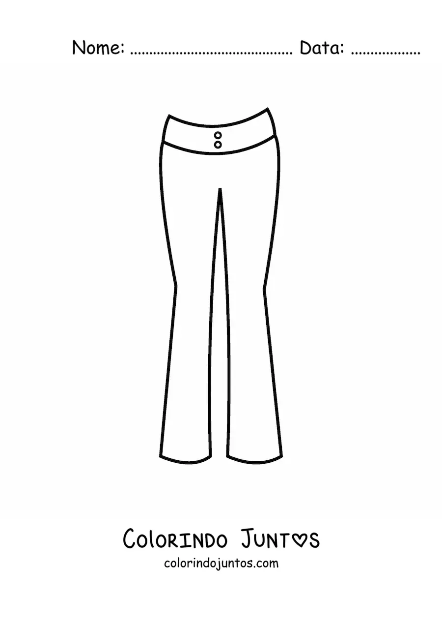 Desenho para colorir de um par de calças boca de sino