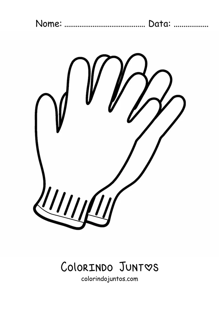 Desenho para colorir de um par de luvas de inverno