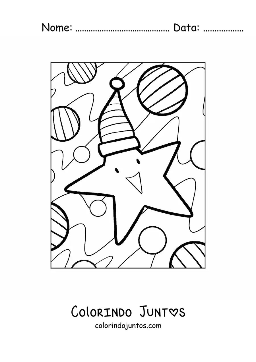 Desenho para colorir de uma estrela de Natal animada