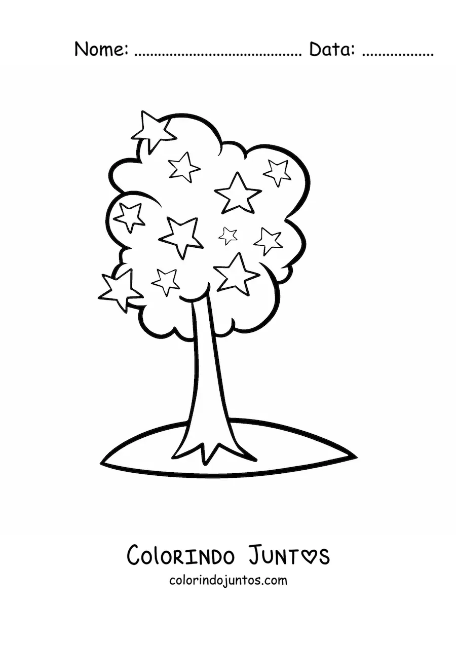 Desenho para colorir de uma árvore de estrelas